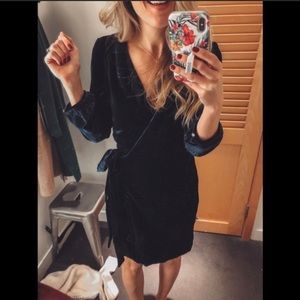 J.crew black velvet wrap dress